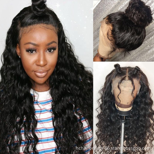 Brazilian Water Wave 360 Lace Human Hair Wigs 360 Full Lace Wigs With Baby Hair Pre Plucked Natural Hairline 150% Remy Hair